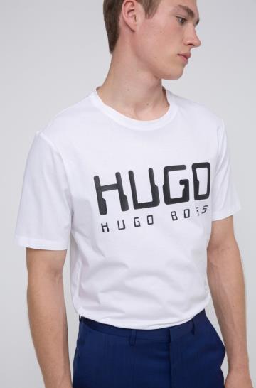 Koszulki HUGO Cotton Jersey Białe Męskie (Pl92398)